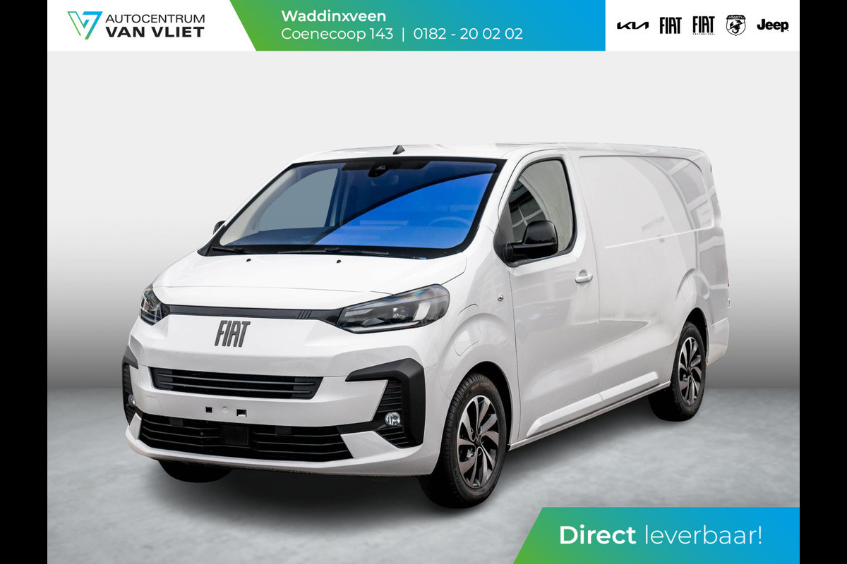 Fiat E-Scudo L3 75 kWh | Pack City | Pack Exterieur | 17" | Laadruimte afw. | Full Led Kopl. | Tussenschot | Reservewiel