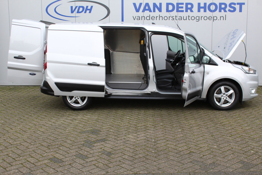 Ford Transit Connect 1.5-120pk EcoBlue S&S L2 Trend AUTOMAAT ! Opgelet ! Deze nette en luxe Ford Connect kan u nog jaren tot dienst zijn ! Navigatie, telefoonvoorb., volautm. airco, stoel-, spiegel- en voorraamverw., cruise control, camera, pdc v+a, metallic lak, LM wielen etc.