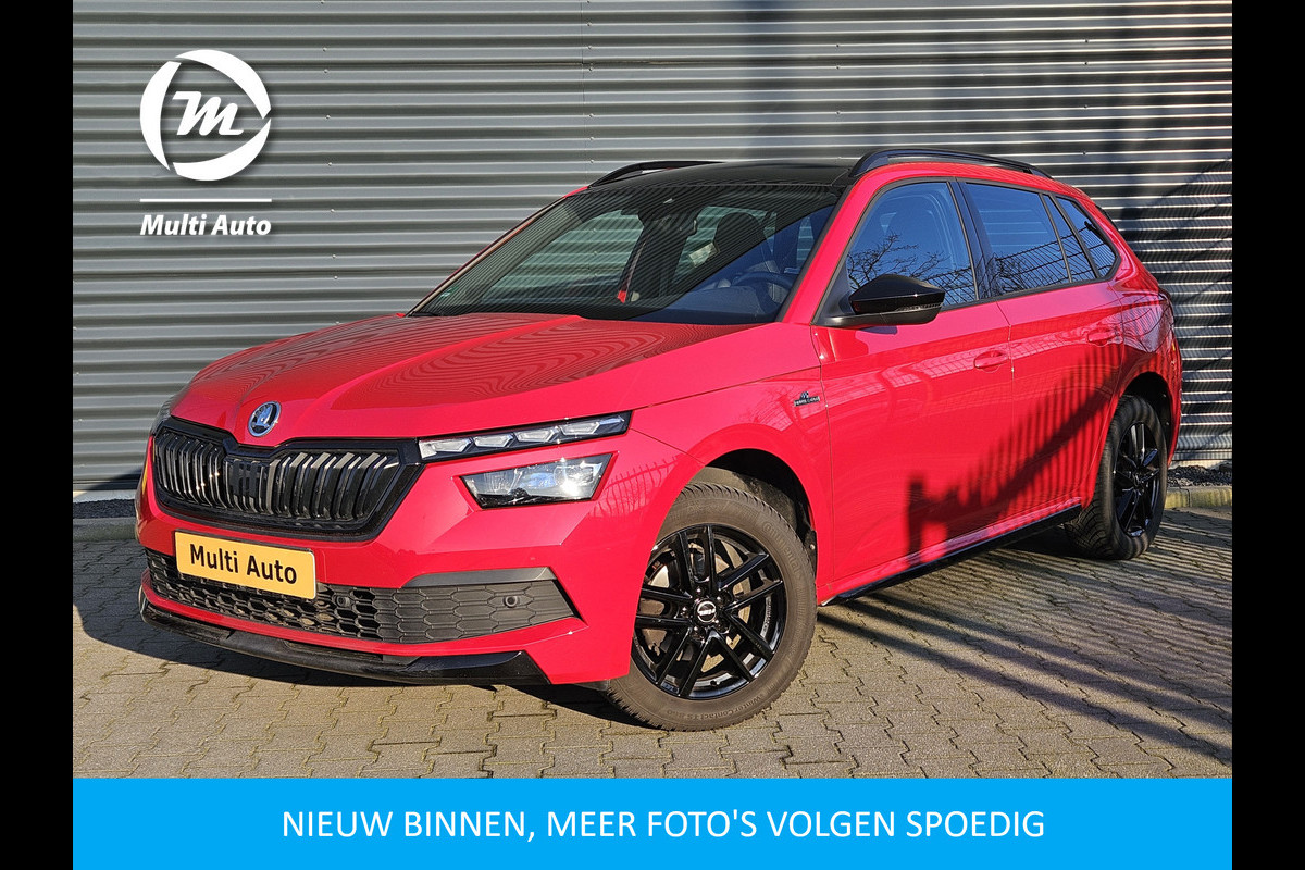 Škoda Kamiq 1.0 TSI Monte Carlo DSG Rood Metallic | Panodak | Camera | RS Sportstoelen Verwarmd | 18"L.M |  LED | Carplay | El. Achterklep |DAB | Cruise Control |