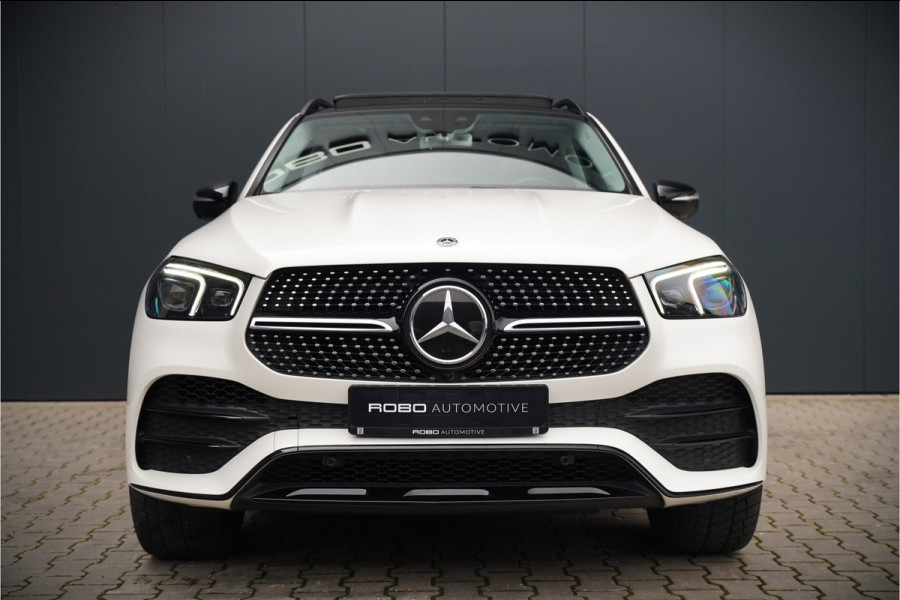 Mercedes-Benz GLE 350 D 4MATIC | AMG | Burmester | Adaptive Cruise Control | Stoelverwarming | Panoramadak | Luchtvering | Trekhaak | Grijs Kenteken | 360° Camera | BTW | Apple Carplay | Ambiance Verlichting | Leder | Nigh