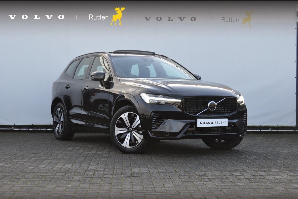 Volvo XC60 T6 350PK Long Range AWD Plus Dark / Panoramisch schuif-kantel dak / Lederen bekleding / Elektrisch bedienbare voorstoelen met geheugen / 360 Camera / Stoelverwarming voor en achter / Apple Carplay / Trekhaak / BLIS /