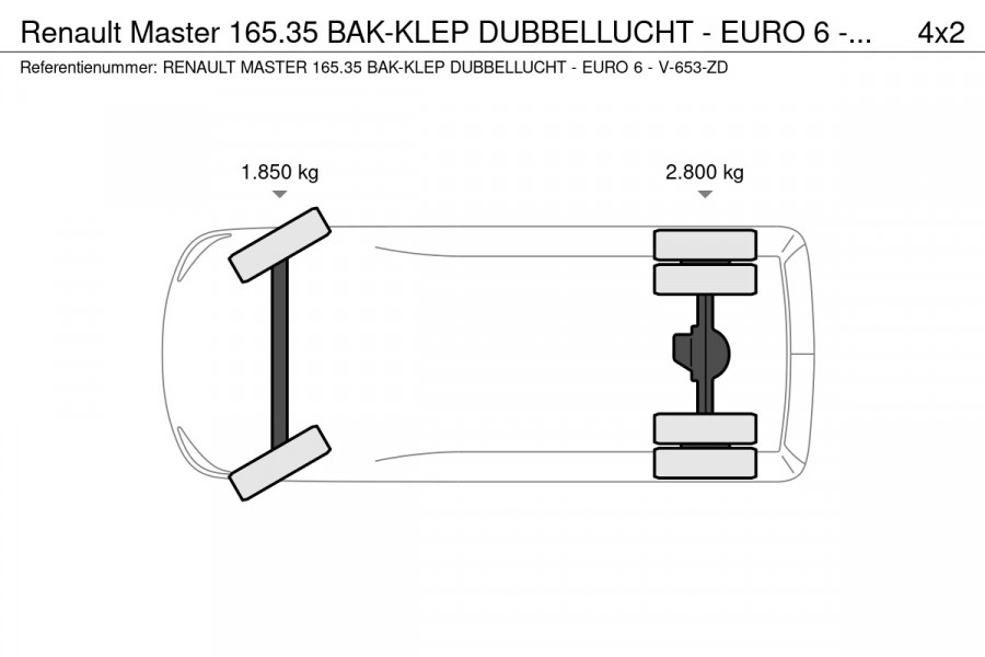 Renault Master 165.35 BAK-KLEP DUBBELLUCHT - EURO 6 - V-653-ZD