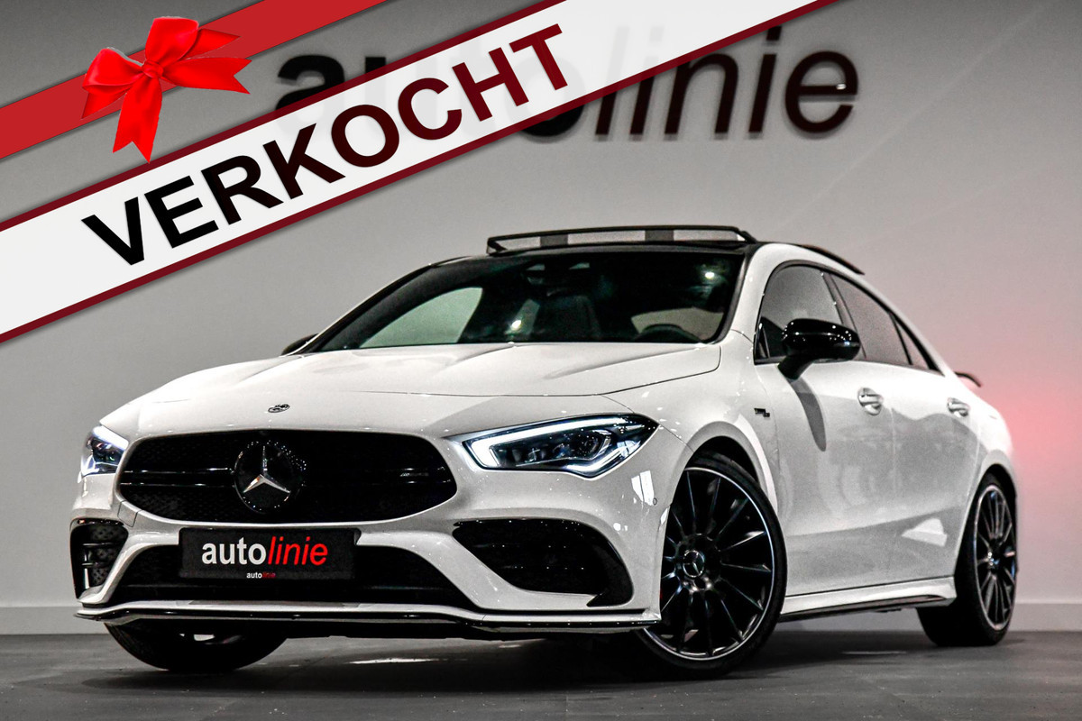 Mercedes-Benz CLA-Klasse AMG 35 4MATIC Aero. Schaal, Pano, Distro+, HUD, 360, Burm, Keyless, Dodeh, CarPlay, Sfeer!