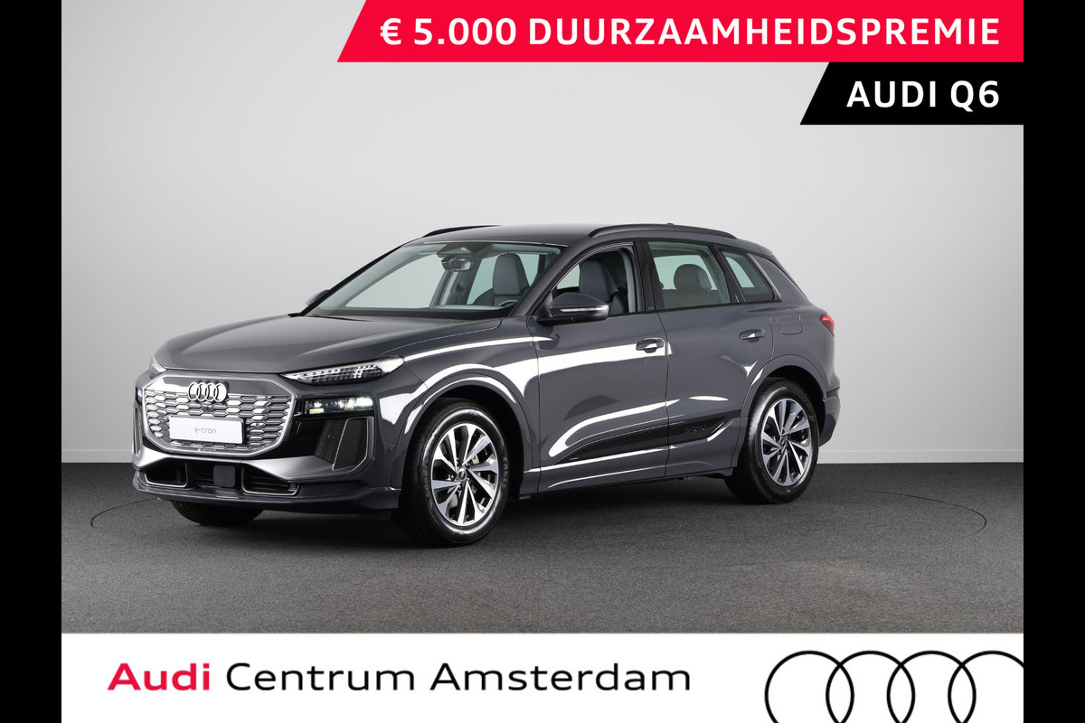 Audi Q6 Advanced edition e-tron perf 225kW/306pk 100Kwh Ha Tech Plus pakket, sportstoelen met leder, bumpers in kleur carrosserie, omgevingscamera's, adaptive cruise control, verwarmbare voorstoelen en achterbank