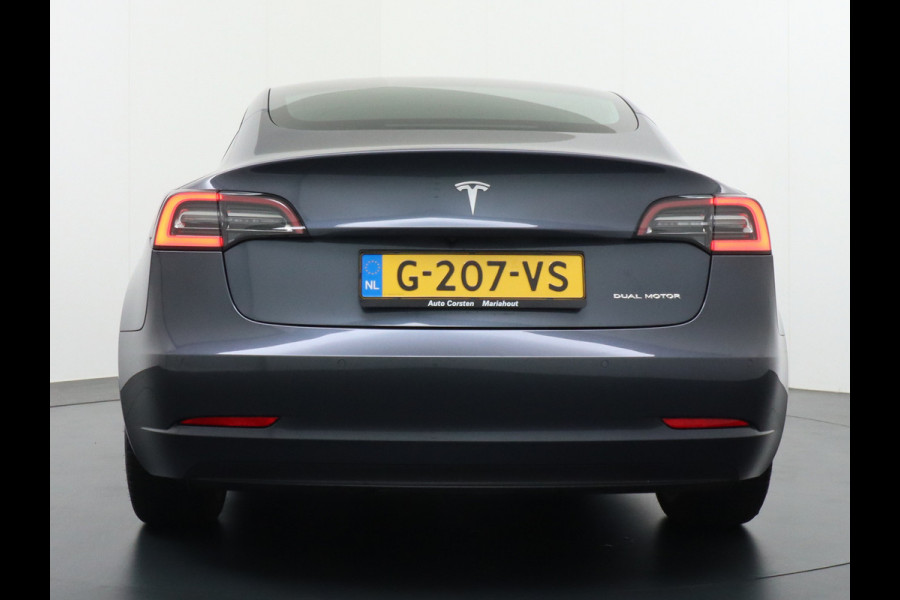 Tesla Model 3 Long Range 75kWh 463PK 19"lm Premium Audio 4wd  AutoPilot Panoramadak Camera's Leder Adaptive-CruiseControl-Stop&Go Pdc Ecc Dual Stoel en achterbank verwarming Keyless Electr.Stoelen+Memory+Easy-Entry WiFi Origineel Nederlandse auto Grootste accu, Tot 16,5kwh thuis laden.