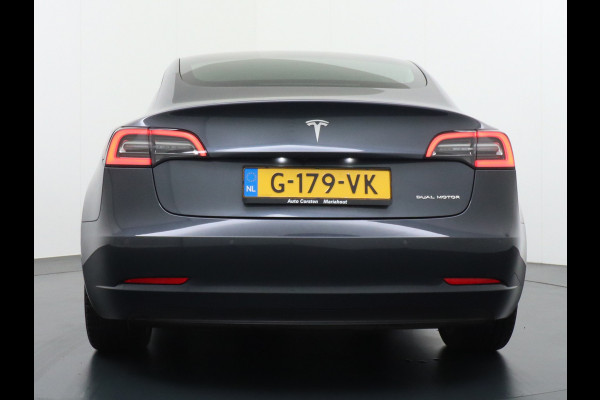 Tesla Model 3 Long Range 75kWh 463PK 19" FSD-Full Self Driving Computer-3 Premium Audio 4wd AutoPilot Panoramadak Camera's Leer Adaptive-Cruis Stoel en achterbank verwarming Electr.Stoelen+Memory+Easy-Entry WiFi Orig. NLse auto Grootste accu Tot 16,5kwh thuis laden. Accu-Garantie tot 27-12-2027 max 192.000km