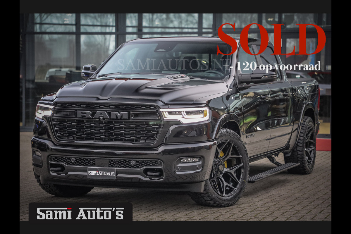 Dodge Ram 1500 LIMITED NIGHT H.O 540 PK 706 Nm | XB9 | MASSAGE | BOM VOL | CREW CAB | DUBBELE CABINE | GRIJSKENTEKEN | 5 PERSOONS | DE MEEST LUXUEUZE en BEGEERDE Pick-up