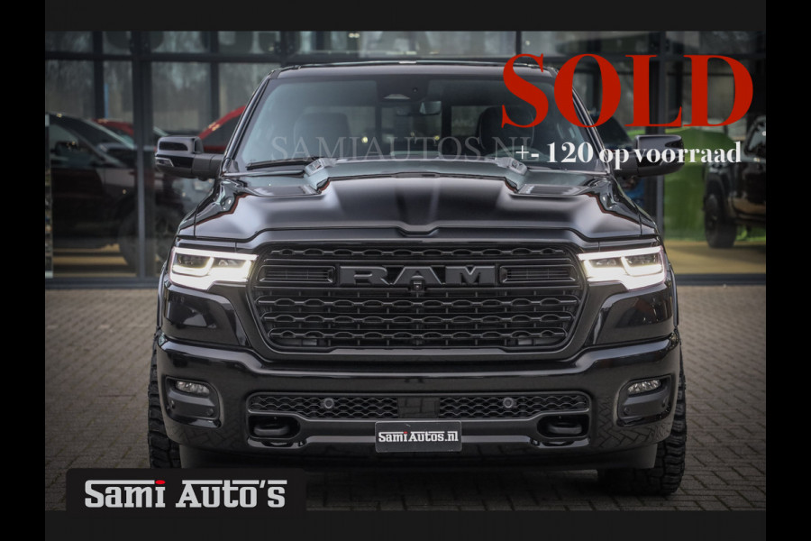 Dodge Ram 1500 LIMITED NIGHT H.O 540 PK 706 Nm | XB9 | MASSAGE | BOM VOL | CREW CAB | DUBBELE CABINE | GRIJSKENTEKEN | 5 PERSOONS | DE MEEST LUXUEUZE en BEGEERDE Pick-up