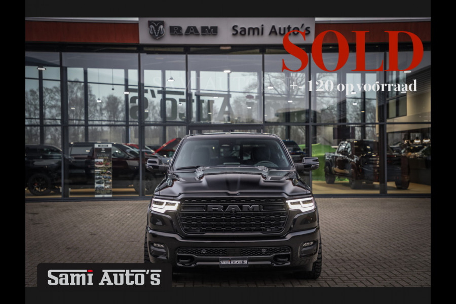 Dodge Ram 1500 LIMITED NIGHT H.O 540 PK 706 Nm | XB9 | MASSAGE | BOM VOL | CREW CAB | DUBBELE CABINE | GRIJSKENTEKEN | 5 PERSOONS | DE MEEST LUXUEUZE en BEGEERDE Pick-up