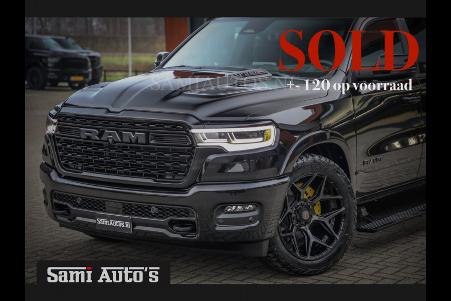 Dodge Ram 1500 LIMITED NIGHT H.O 540 PK 706 Nm | XB9 | MASSAGE | BOM VOL | CREW CAB | DUBBELE CABINE | GRIJSKENTEKEN | 5 PERSOONS | DE MEEST LUXUEUZE en BEGEERDE Pick-up