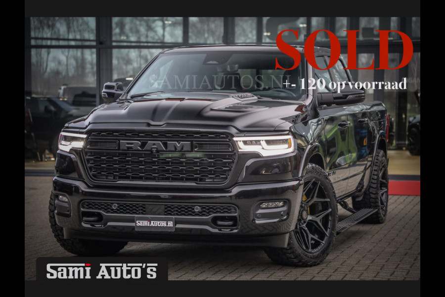 Dodge Ram 1500 LIMITED NIGHT H.O 540 PK 706 Nm | XB9 | MASSAGE | BOM VOL | CREW CAB | DUBBELE CABINE | GRIJSKENTEKEN | 5 PERSOONS | DE MEEST LUXUEUZE en BEGEERDE Pick-up