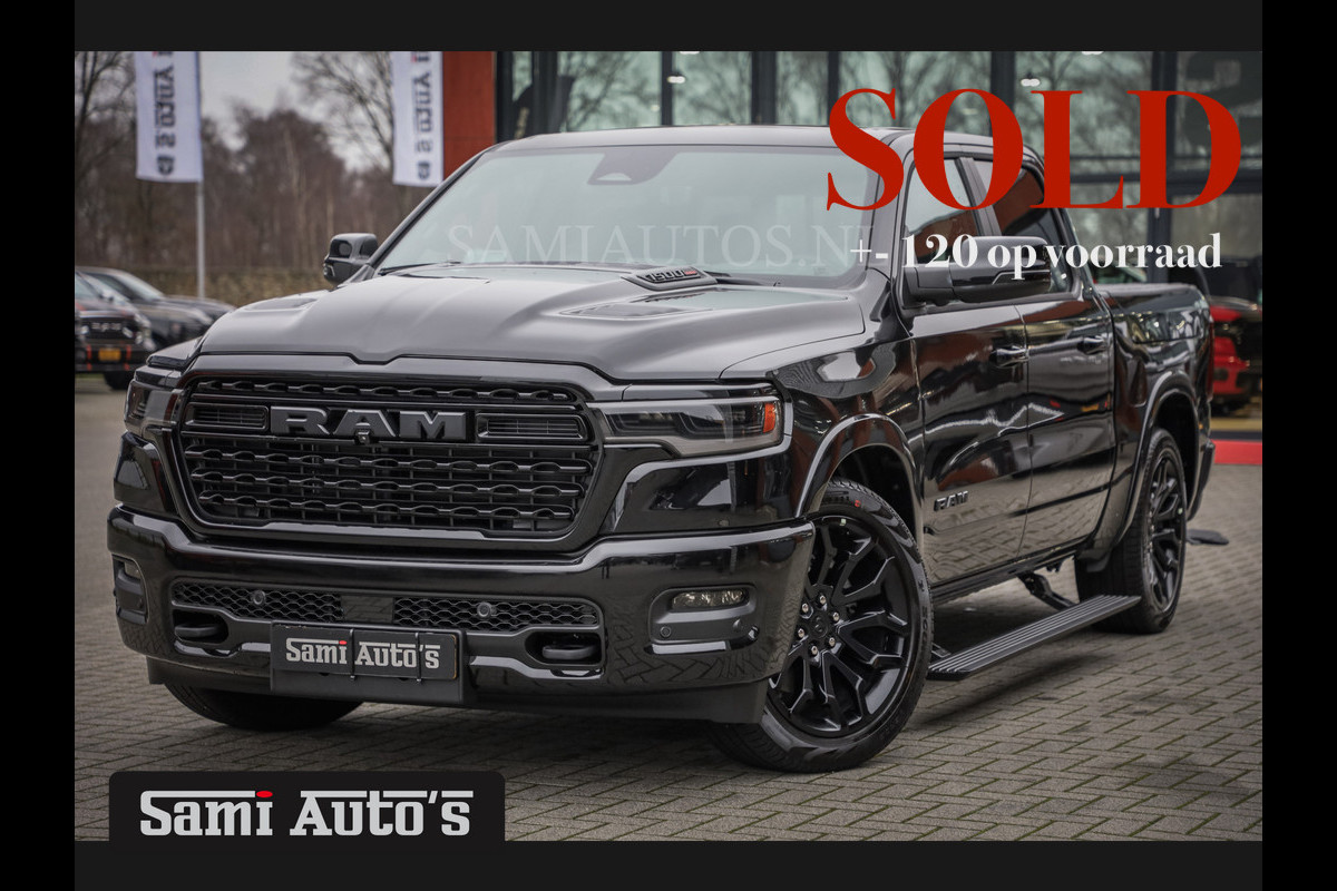 Dodge Ram 1500 LIMITED NIGHT H.O 540PK 706 Nm | BOM VOL | XB9 | MASSAGE | CREW CAB | DUBBELE CABINE | GRIJSKENTEKEN | DE MEEST LUXUEUZE en BEGEERDE Pick-up  VOORRAAD NR 2277 - 7726