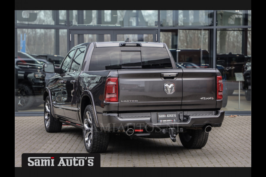 Dodge Ram 1500 LIMITED RAMBOX | LUCHTVERING | 5.7 V8 4X4 | MULTI TAILGATE | HUD | ADAPTIVE CRUISE | EERSTE EIGENAAR | LPG PRINS | 3500KG 360 CAMERA | LANE ASSIST | MEMORY SEATS | DUBBELE CABINE | CREWCAB