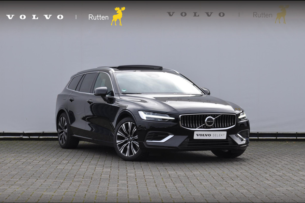 Volvo V60 T6 350pk Autmomaat Recharge AWD Plus Bright Pilot assist / Adaptive cruise control / Elektrische achterklep / Panoramadak / Keyless entry / Google services / Lederen bekleding /