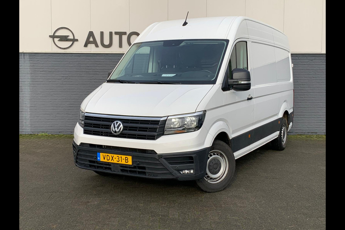 Volkswagen Crafter 2.0 TDI L3H2 3 Persoons Comfortline Airco Cruise-Control Navigatie Parkeerhulp v/a Licht-Regensensor Dab+ Bluetooth Verwarmbare voorruit+ruitensproeiers Betonplex Lat-om-Lat Betimmering Schuifdeur 1e Eigenaar Euro 6