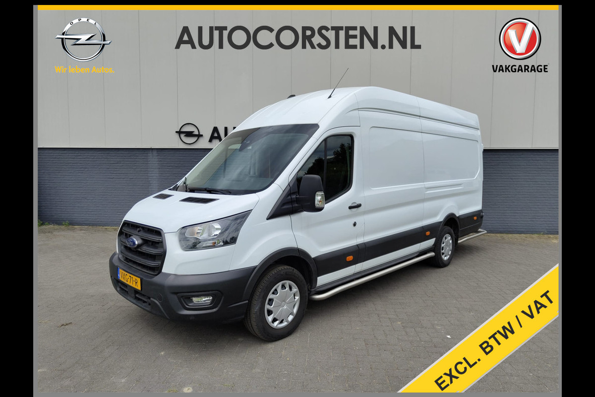 Ford Transit 350 2.0TDCI 130 pk L4H3 Apple Carplay Android Airco Navi Camera Pdc Cruise Control Voorruit-Verwarmd Regensensor DAB Schuifdeur Betonplex Vloer Wandbetimmering Roll Stability Control Led Spoorwisselassist Euro 6 Zeer Compleet!