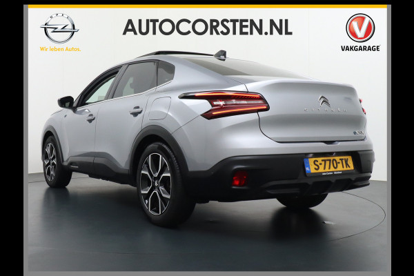 Citroën Ë-C4 X 50kWh Leder Panormadak Warmtepomp Camera Stuurverwarming Voorruitverwarming Apple Carplay Android Auto Full-Led Keyless Navi Pdc Visio Park 1 Pack HiFi-audio Lmv 18" Dab Geluidsisolerend glas Shine Fase 3 laden, 1e Eigenaar, Zeer compleet!