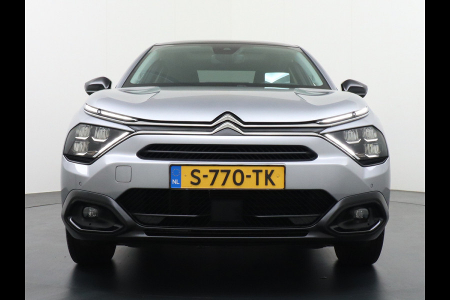 Citroën Ë-C4 X 50kWh Leder Panormadak Warmtepomp Camera Stuurverwarming Voorruitverwarming Apple Carplay Android Auto Full-Led Keyless Navi Pdc Visio Park 1 Pack HiFi-audio Lmv 18" Dab Geluidsisolerend glas Shine Fase 3 laden, 1e Eigenaar, Zeer compleet!