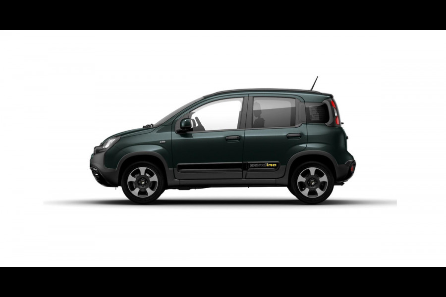 Fiat Panda Hybrid Pandina | Airco | Cruise | Priv Glass | Dakrails | 15" | PDC | Apple Carply | Forest Green