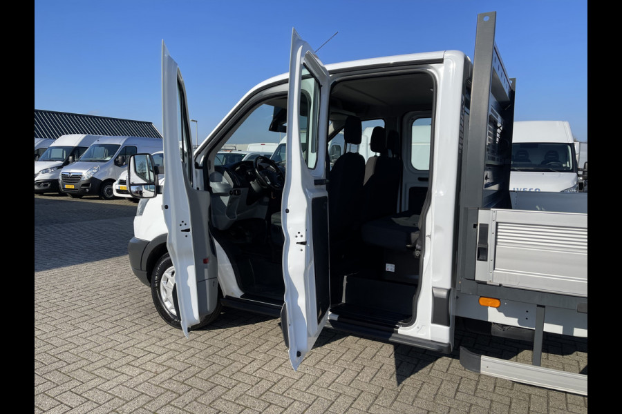 Ford Transit 350 2.0 TDCI L3H1 DC 7 persoons pickup / vaste prijs rijklaar € 18.950 ex btw / lease vanaf € / airco / cruise / open laadbak / trekhaak 2650 kg / euro 6 diesel