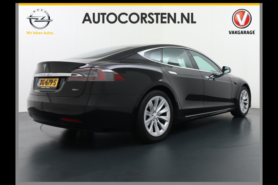 Tesla Model S 75D 476pk AWD Luchtvering Performance Enhanced AutoPilot Navi Panorama-Dak Camera Adaptive-Led Premium Conncetivity Elektr.-1/2- 19"LM 4WD Schuifkanteldak Wi-Fi.Vb. App AEB ASR Rijstrookhulp Bordherkenning ACC ESP DodehoekDetector  Mistlampen Verwarmde-Sproeiers Performance Pakket (panoramadak autopilot) €92.000 nieuw