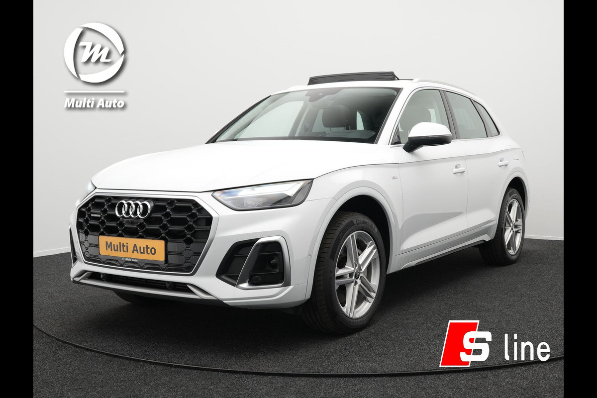 Audi Q5 55 TFSI e Quattro S-Line Plug in Hybrid PHEV | Panodak | Sportstoelen Memory | Adaptive Cruise | Trekhaak af Fabriek | Bang & Olufsen | Sound | Head Up | Apple Carplay | 360 Camera | Navigatie | Virtual | L.M. 19" |