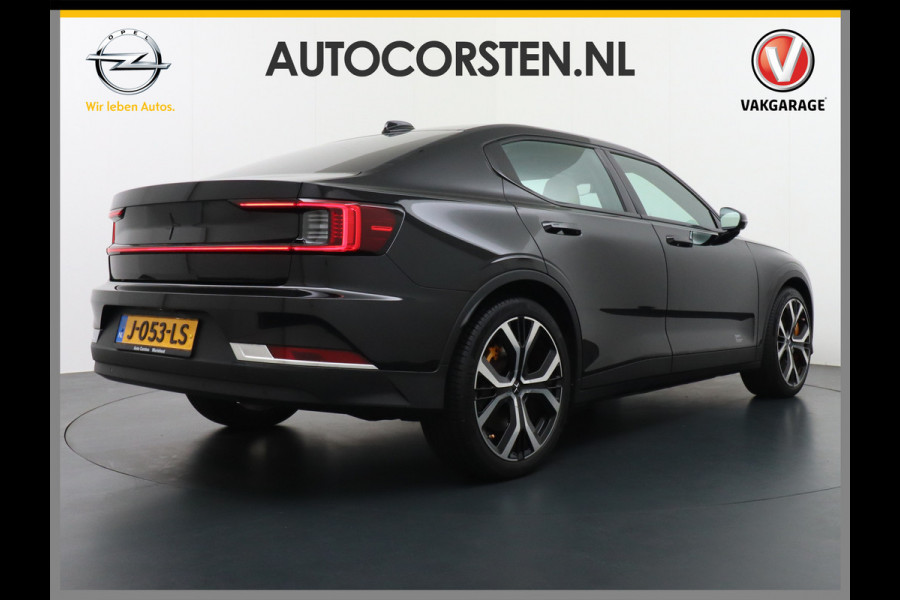 Polestar 2 78kWh 408PK Performance Pack Long Range GSM-Sleutel Harman-Kardon Dual Motor 20" Adap.Cruise Ohlins-dempers Panoramadak Elektr.S Lmv Elektr.A-klep Privacy Glas Led Audiosysteem premium Launch Edition 1e Eigenaar, Fase 3 Laden 69.400 nieuw ! 8% bijtelling.