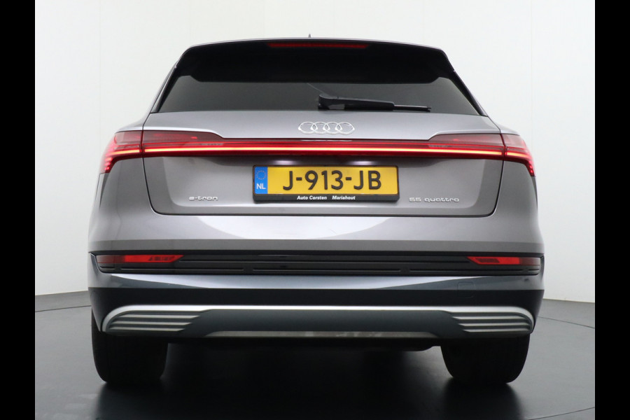 Audi e-tron e-tron 95kWh 408PK 55 Advanced Pro Line Plus Adaptive Cruise Control Quattro 95 kWh 104.000 Nieuw 20" Luchtvering Apple Android  Active-Lane-Assist Connected-Services Bordherkenning Comfort-Sleutel Akoestische zijruiten DAB WiFi Audi-Phone-box Deursluithulp Keyless PTC-Verwarming Bang&Olufsen Spoorwissel-Assist Trekhaak-voorbereid (1800kg) Automatische-NiveauRegeling Fase 3 laden