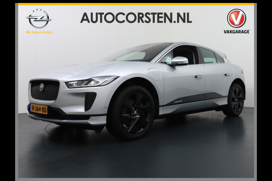 Jaguar I-PACE EV400 90kWh AUT. 400PK 696Nm AWD Leer+Verwarmd 20"lm Trekhaak Apple Carplay Android Navi Camera's LED Park-Assist PDC-a+v Keyles LED MultiMedia Bordherkenning koplampreiniging Lane-Assist App-Connect Voorwerwarming/koeling WiFi  DigiDash DAB 4WD Low Friction Launch Roll Stability Control Uitparkeer waarschuwing Vermoeidheids herkenning Orig NLse auto Accu-garantie 28-12-2027 / 160dkm Snelladen tot 104kw