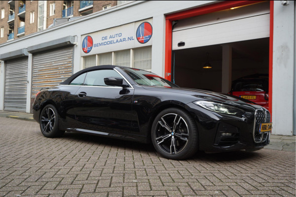 BMW 4 Serie Cabrio 420i High Executive 3x M-SPORT (Exterieur/ Interieur/ Onderstel) | BMW Garantie 12/2026 | Black on Black | Nieuwstaat | Keyless | Led | Apple | Memory | Virtual Cockpit | Sfeerverlichting