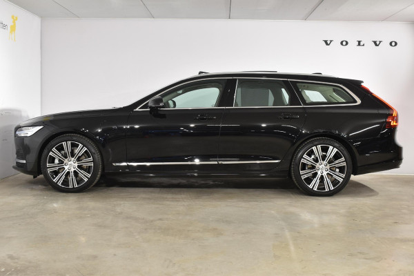 Volvo V90 T6 350PK Longe Range AWD Ultimate Bright / Luchtvering / Nappa Leder met Ventilatie / 20'' velgen / 360 camera / Head-up Display