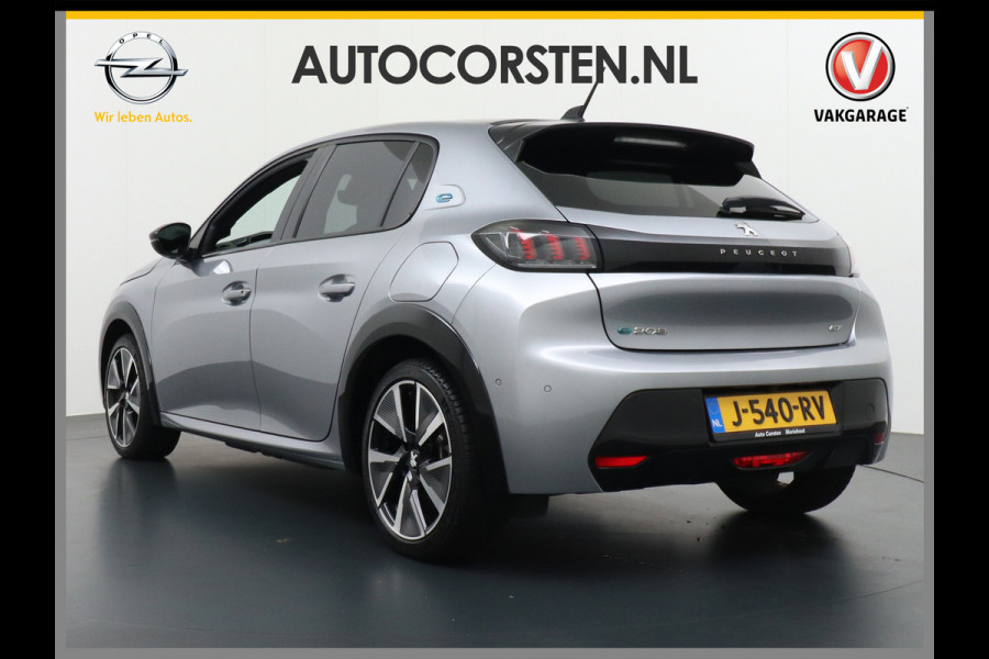 Peugeot e-208 EV GT-line 350 50kWh Panoramadak Apple Carplay Android Auto Adaptieve Cruise Stoelverwarming Camera Keyless Pdc Led DAB+ Lmv 17" Dodehoekdetectie 1/2 Leder Verkeersbord detectie 1e Eigenaar 40.000 nieuw!