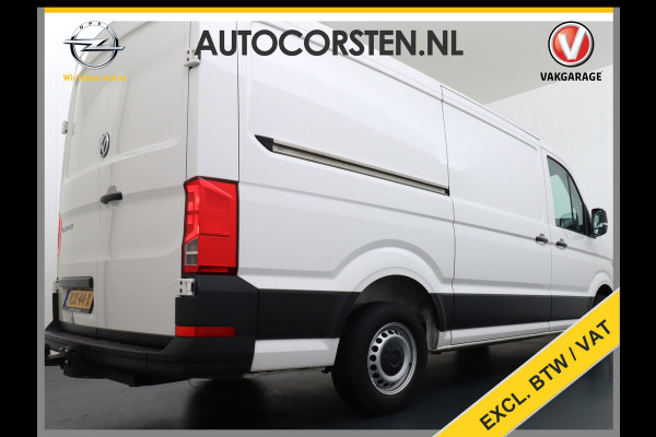 Volkswagen Crafter 35 2.0 TDI L3H2 Highline 3-Persoons Trekhaak Navi Cruise Control DAB+ Camera Licht-Regensensor Pdc Voorruitverwarming Betonplexvloer Schuifdeur 1e Eigenaar, 2.500KG Trekgewicht, Euro 6