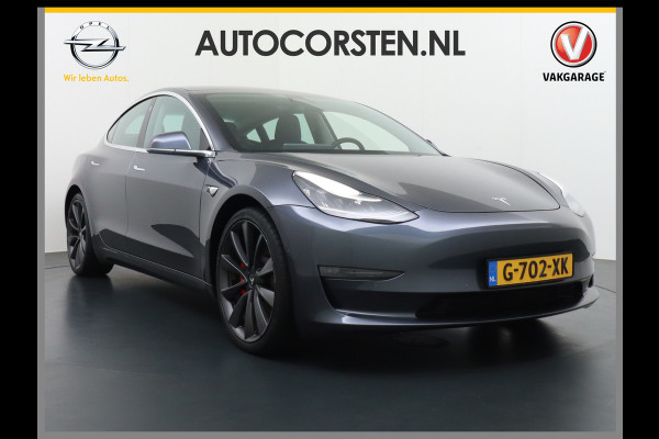 Tesla Model 3 Performance 513pk  0-100kmh in 3,4 sec! Lmv 20" FSD-3 computer AutoPilot Carbon-Spoiler Premium-HiFi Pano.dak Camera Leer Adapti Navi full map LED-a+v Comfortstoelen ACC DAB Voorverwarmen interieur via App Keyless via Telefoonsleutel One-Pedal-Drive 4WD Rode Remklauwen Carbon-Spoiler Premium Audio Veel grip door 4WD vierwielaandrijving.  Origineel Nederlandse auto! Nieuwprijs €65.680 Accu garantie tot 27-12-2027