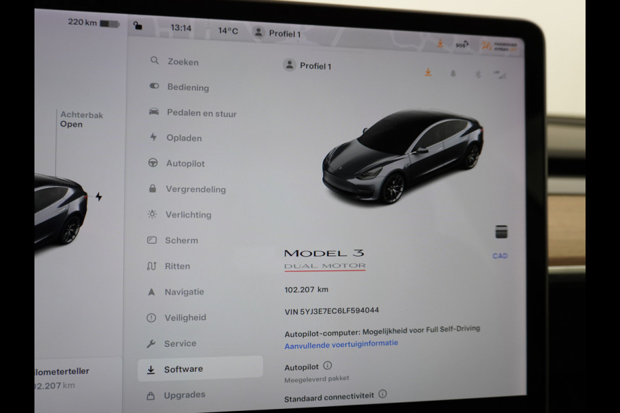 Tesla Model 3 Performance 513pk  0-100kmh in 3,4 sec! Lmv 20" FSD-3 computer AutoPilot Carbon-Spoiler Premium-HiFi Pano.dak Camera Leer Adapti Navi full map LED-a+v Comfortstoelen ACC DAB Voorverwarmen interieur via App Keyless via Telefoonsleutel One-Pedal-Drive 4WD Rode Remklauwen Carbon-Spoiler Premium Audio Veel grip door 4WD vierwielaandrijving.  Origineel Nederlandse auto! Nieuwprijs €65.680 Accu garantie tot 27-12-2027