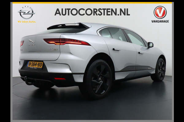 Jaguar I-PACE EV400 90kWh AUT. 400PK 696Nm AWD Leer+Verwarmd 20"lm Trekhaak Apple Carplay Android Navi Camera's LED Park-Assist PDC-a+v Keyles LED MultiMedia Bordherkenning koplampreiniging Lane-Assist App-Connect Voorwerwarming/koeling WiFi  DigiDash DAB 4WD Low Friction Launch Roll Stability Control Uitparkeer waarschuwing Vermoeidheids herkenning Orig NLse auto Accu-garantie 28-12-2027 / 160dkm Snelladen tot 104kw