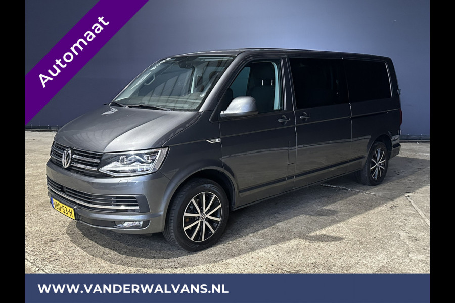 Volkswagen Transporter 2.0 TDI 150pk Automaat L2H1 Dubbele cabine Highline Euro6 Airco | 2x Zijdeur | Camera | Navigatie LED, LM velgen, Cruisecontrol, Trekhaak, Parkeersensoren, 5-Zits, Verwarmde voorruit