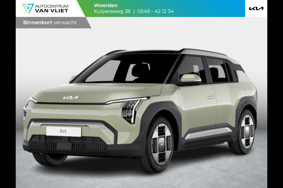 Kia EV3 Plus 81.4 kWh | Levering Juni | 600km Rijbereik | Navi | 17" | Adapt. Cruise | Clima | PDC | Dakrails | Stoel&Stuurverw. | Priv Glass | BSM | Private Lease € 581,- Actie !