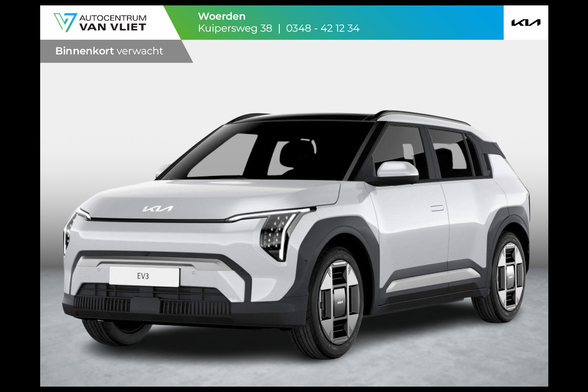 Kia EV3 Plus Advanced 58.3 kWh | Levering Juni | Navi | 19" | Adapt. Cruise | Clima | Schuif/Kanteldak | Stoel&Stuurverw. | Priv Glass | BSM | Harman Kardon | Private Lease € 581,- Actie !