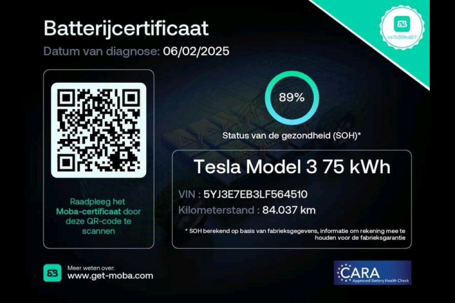 Tesla Model 3 Long Range AWD 75 kWh 89% SOH AUTOPILOT Dealer onderhouden