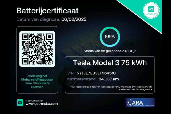 Tesla Model 3 Long Range AWD 75 kWh 89% SOH AUTOPILOT Dealer onderhouden