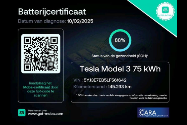 Tesla Model 3 Long Range AWD 75 kWh 88% SOH TREKHAAK DUAL MOTOR