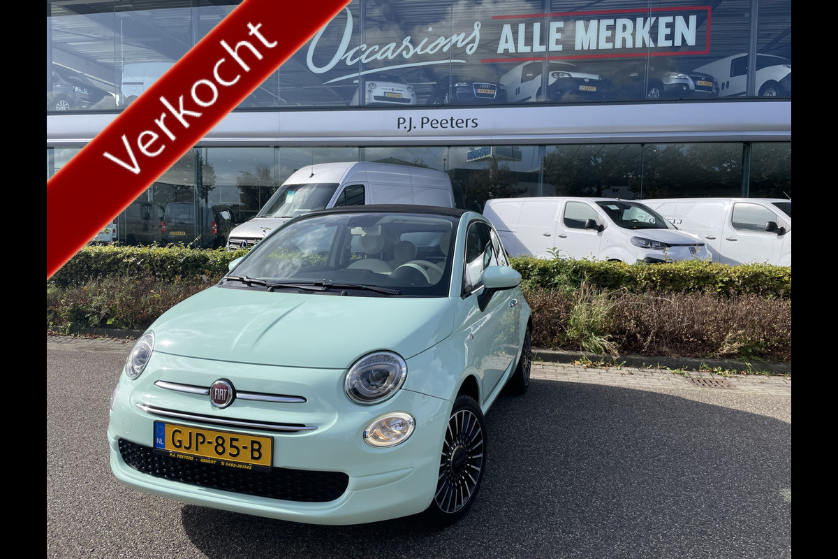 Fiat 500 Cabrio 1.2 Lounge Airco - Cruise control - ParkS-A - U-con./Radio/USB/AUX/TEL - MFL-Stuurwiel - LMV - CD+AB - Ramen E-VZ - B-Stoel IHV - B-Assist