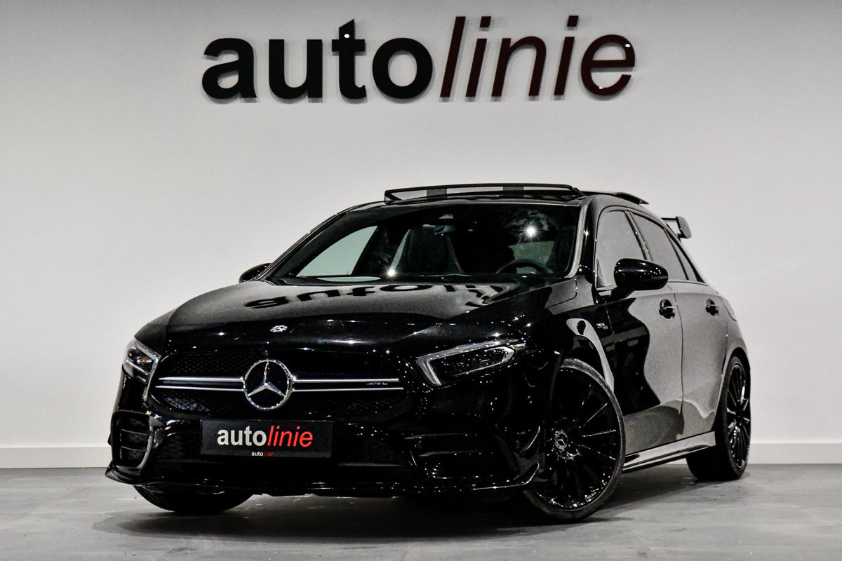 Mercedes-Benz A-Klasse AMG 35 4MATIC Aero. Schaal, Pano, Perf stuur, Burm, Camera, Dodeh, Multibeam, Sfeer!