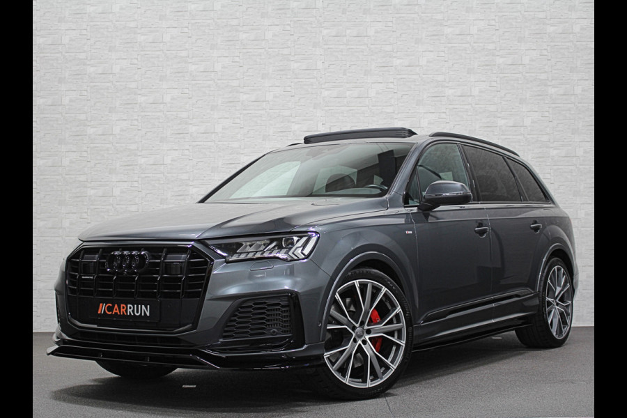 Audi Q7 3.0 V6 381pk Hybrid S-Line Sportpack | RS-Stoelen | 360 cam | ACC | Panodak | Laser | Softclose | Ambiente Led | Stuur verwarming | Memory | Zonneschermen | Black optic | Bovag garantie.