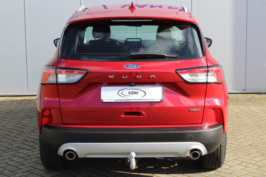 Ford Kuga 2.5-225pk PHEV Titanium X Plug-In-Hybrid. Fabrieksgarantie t/m 04-01-2028 ! Slechts 4.900km ! Elektr. trekhaak / achterklep, stoel-, stuur- en voorraamverw., volautm. airco, navigatie, telefoonvoorb., LM wielen, metallic lak, AGR comfortst., head-up-display, LED verl. etc.