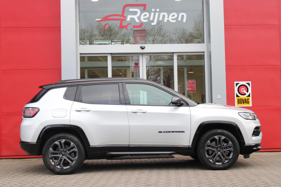 Jeep Compass 4xe 190PK PHEV LIMITED 80TH ANNIVERSARY EDITION | NAVIGATIE 10,25 "TOUCHSCREEN | APPLE CARPLAY/ANDROID AUTO | 360° CAMERA | DAB+ RADIO | CLIMATE CONTROL | 18" SMOKE GREY LICHTMETALEN VELGEN | ADAPTIVE / CRUISE CONTROL | DIGITAAL INSTRUMENTENPANEEL | ELEKTRISCH BEDIENBARE ACHTERKLEP | FULL LED KOPLAMPEN | LED MISTLAMPEN / BOCHTVERLICHTING | KEYLESS ENTRY & START | DRAADLOOS LADEN | DODEHOEK DETECTIE | AFNEEMBARE TREKHAAK |