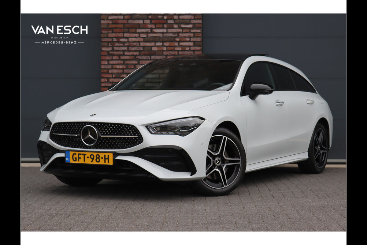 Mercedes-Benz CLA-Klasse Shooting Brake 250 e AMG Line Aut8 | Facelift | Panoramadak | Distronic+ | Memory | Verwarmd Stuuwiel | Leder | HUD | Sfeerverlichting | Augmented Reality | Surround Camera | Keyless Go |