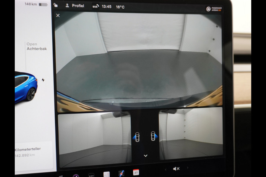 Tesla Model 3 Long Range 75kWh 463PK Trekhaak 18" FSD-Full Self Driving Computer-3 Premium Audio 4wd AutoPilot Panoramadak Camera's Leer Adapt Stoel en achterbank verwarming Electr.Stoelen+Memory+Easy-Entry WiFi Orig. NLse auto Grootste accu Tot 16,5kwh thuis laden. Accu-Garantie tot 20-12-2027 max 192.000km