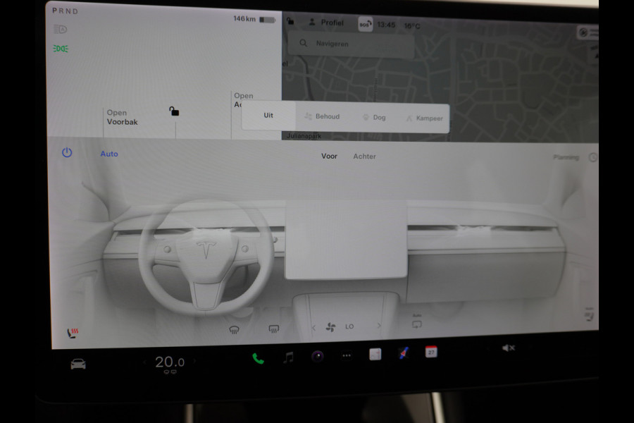 Tesla Model 3 Long Range 75kWh 463PK Trekhaak 18" FSD-Full Self Driving Computer-3 Premium Audio 4wd AutoPilot Panoramadak Camera's Leer Adapt Stoel en achterbank verwarming Electr.Stoelen+Memory+Easy-Entry WiFi Orig. NLse auto Grootste accu Tot 16,5kwh thuis laden. Accu-Garantie tot 20-12-2027 max 192.000km